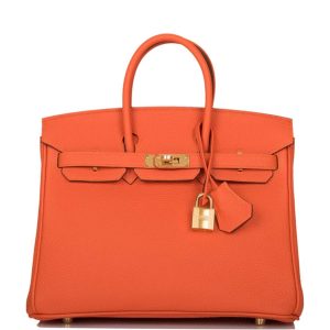 Hermès Birkin 25 Feu Togo Gold Hardware