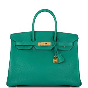 Hermès Birkin 35 Vert Vertigo Clemence Gold Hardware