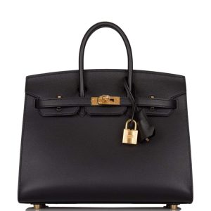 Hermès Birkin 25 Black Veau Madame Sellier Gold Hardware