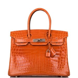 Hermès Birkin 30 Pain D'epice Shiny Niloticus Crocodile Palladium Hardware