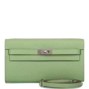Hermès Kelly Wallet To Go Vert Criquet Epsom Palladium Hardware