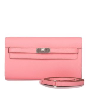 Hermès Kelly Wallet To Go Rose Confetti Epsom Palladium Hardware