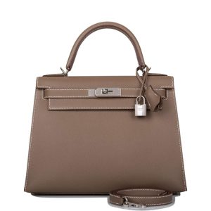 Hermès Kelly 28 Etoupe Epsom Sellier Palladium Hardware
