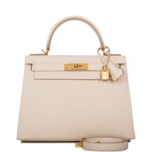 Hermès  Kelly 28 Craie Epsom Sellier Gold Hardware