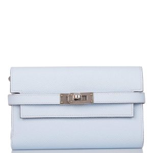 Hermès Kelly Wallet Depliant Medium Bleu Brume Epsom Palladium Hardware