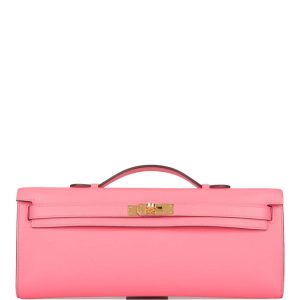 Hermès Kelly Cut Rose Azalee Swift Gold Hardware
