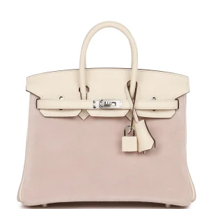 Hermès Birkin 25 Glycine Grizzly and Nata Swift Palladium Hardware