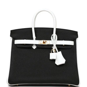 Hermès Birkin 25 HSS Black and White Clemence Gold Hardware