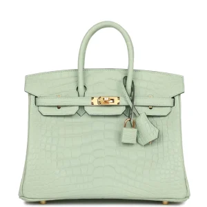 Hermès Birkin 25 Vert D'Eau Matte Alligator Gold Hardware