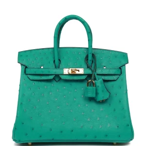 Hermès Birkin 25 Vert Verone Ostrich Gold Hardware