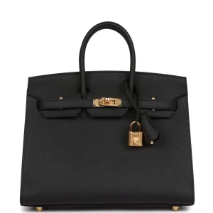 Hermès Birkin Sellier 25 Black Epsom Gold Hardware