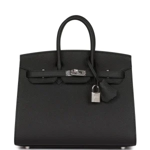Hermès Birkin Sellier 25 Black Epsom Palladium Hardware