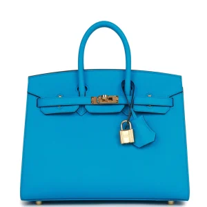 Hermès Birkin Sellier 25 Bleu Frida Epsom Gold Hardware