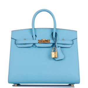 Hermès Birkin Sellier 25 Celeste Epsom Gold Hardware
