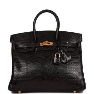 Birkin 25 Black Lizard GHW