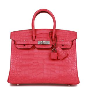 Hermès Birkin 25 Rose Extreme Matte Alligator Palladium Hardware