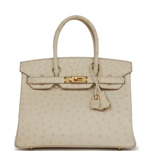 Hermès Birkin 30 Beton Ostrich Gold Hardware