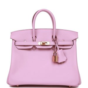 Hermès Birkin 25 Mauve Sylvestre Swift Rose Gold Hardware