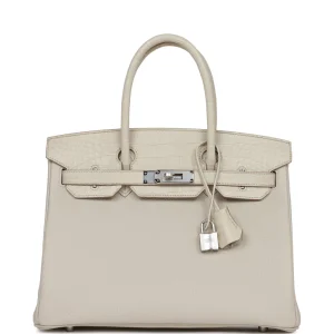 Hermès Birkin 30 Beton Matte Alligator and Togo Touch Palladium Hardware