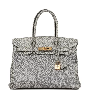 Hermès Birkin 30 White Dalmatian Buffalo Gold Hardware