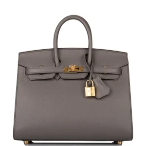 Hermès Birkin Sellier 25 Etain Epsom Gold Hardware