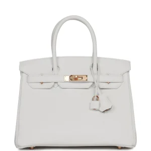 Hermès Birkin 30 HSS White Verso Clemence Rose Gold Hardware