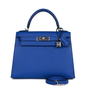 Hermès Kelly 28 Bleu Royal Epsom Sellier Palladium Hardware