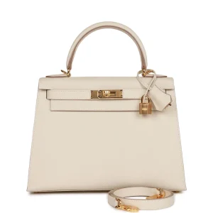 Hermès Kelly 28 Craie Epsom Sellier Gold Hardware