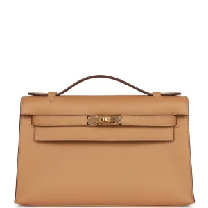 Hermès Kelly Pochette Biscuit Swift Gold Hardware