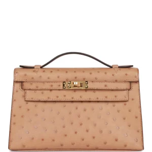 Hermès Kelly Pochette Chai Ostrich Gold Hardware