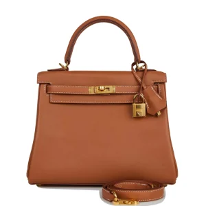 Hermès Kelly Retourne 25 Gold Swift Gold Hardware