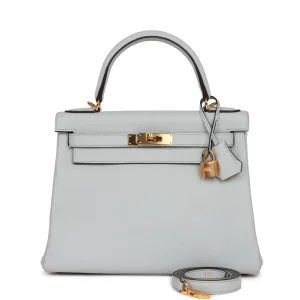 Hermès Kelly Retourne 28 Bleu Pale Clemence Gold Hardware