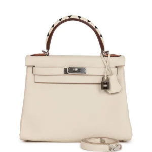 Hermès Kelly Retourne 28 Craie Au Gallop Togo Palladium Hardware