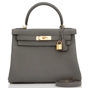Hermès Kelly Retourne 28 Etain Togo Gold Hardware