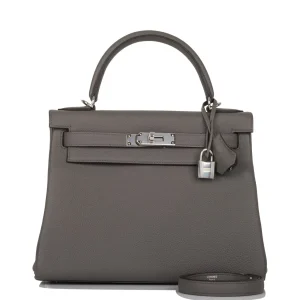 Hermès Kelly Retourne 28 Etain Togo Palladium Hardware
