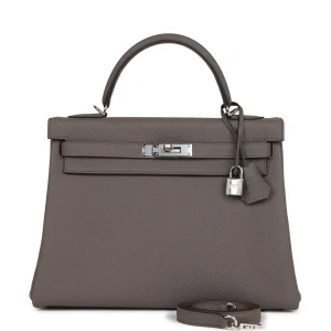 Hermès Kelly Retourne 32 Etain Togo Palladium Hardware