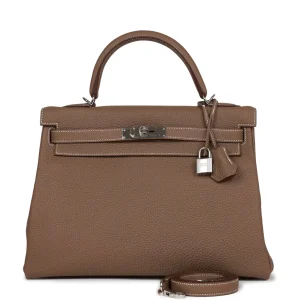 Hermès Kelly Retourne 32 Etoupe Togo Palladium Hardware