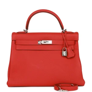 Hermès Kelly Retourne 32 Geranium Togo Palladium Hardware