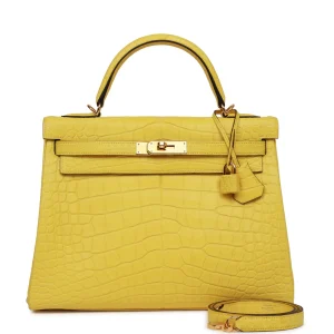 Hermès Kelly Retourne 32 HSS Mimosa Matte Alligator Gold Hardware
