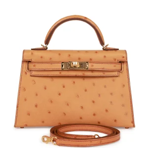 Hermès Kelly Sellier 20 Gold Ostrich Gold Hardware