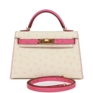 Hermès Kelly Sellier 20 HSS Beton and Rose Tyrien Ostrich Gold Hardware