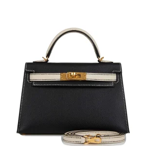 Hermès Kelly Sellier 20 HSS Black and Craie Epsom Gold Hardware