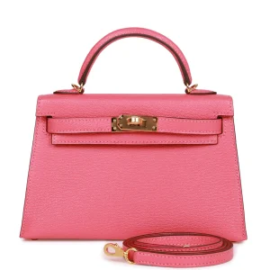 Hermès Kelly Sellier 20 Rose Lipstick Chèvre Gold Hardware