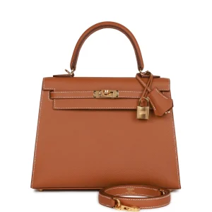 Hermès Kelly Sellier 25 Gold Epsom Gold Hardware