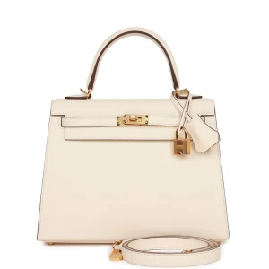 Hermès Kelly Sellier 25 Nata Epsom Gold Hardware
