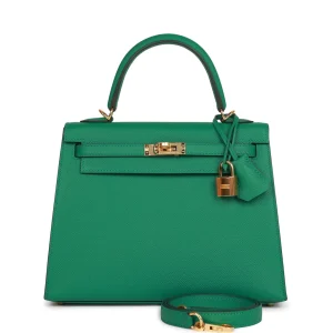 Hermès Kelly Sellier 25 Vert Vertigo Epsom Gold Hardware