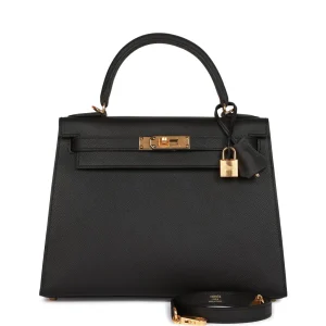Hermès Kelly Sellier 28 Black Epsom Gold Hardware