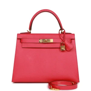 Hermès Kelly Sellier 28 Rose Extreme Epsom Gold Hardware