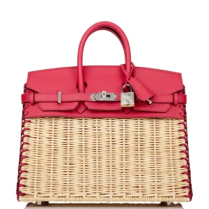 Hermès Picnic Sellier Birkin 25 Framboise Swift Palladium Hardware