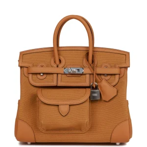 Hermès Birkin Cargo 25 Desert/Sesame Swift and Toile Canvas Palladium Hardware